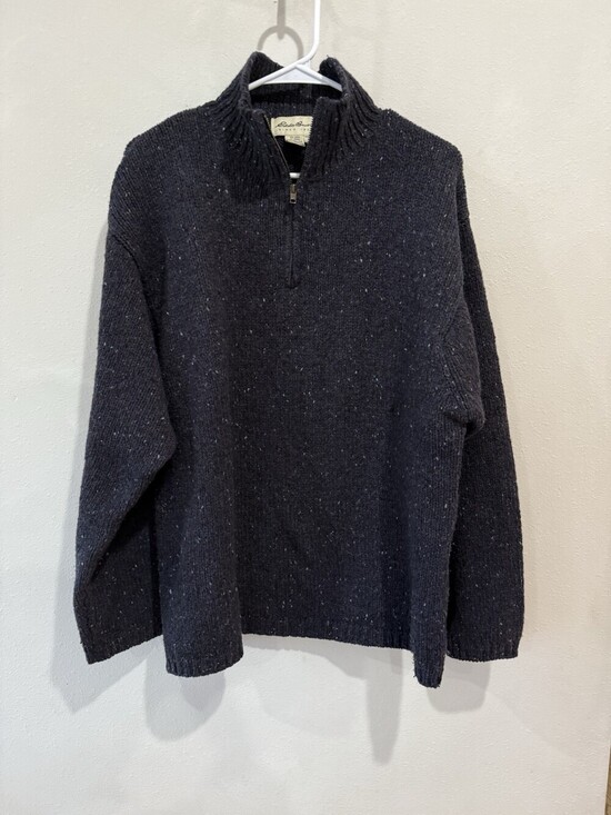 Eddie Bauer Other - Vintage Eddie Bauer Winter 100% Wool Sweater Mens L Large 1/4 Zip Pullover Black